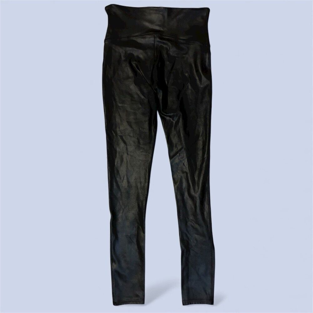 Spanx Black Shiny Faux Leather Size Medium